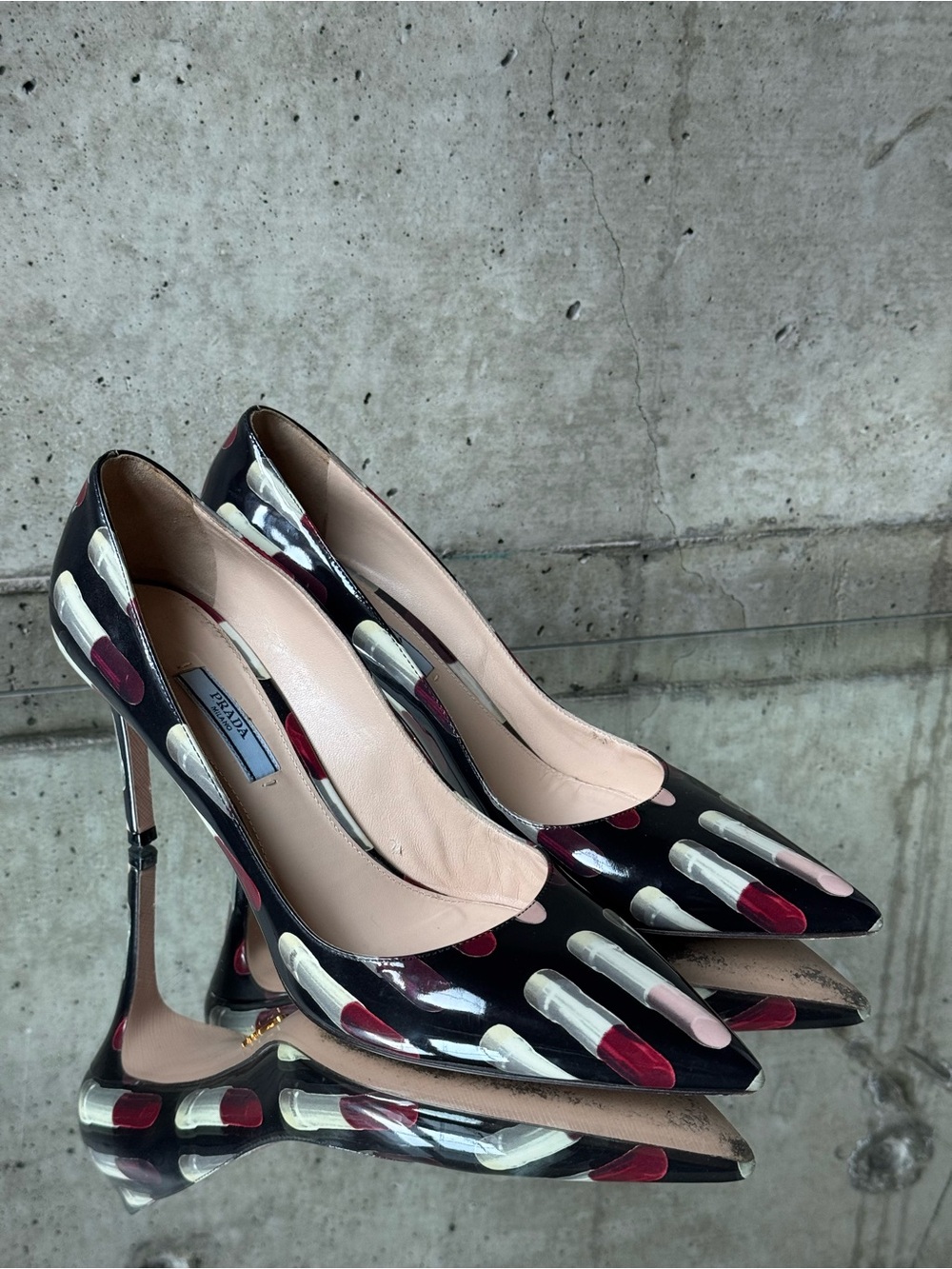 Prada Lipstick Print Patent Leather Pumps - Picture 4 of 8
